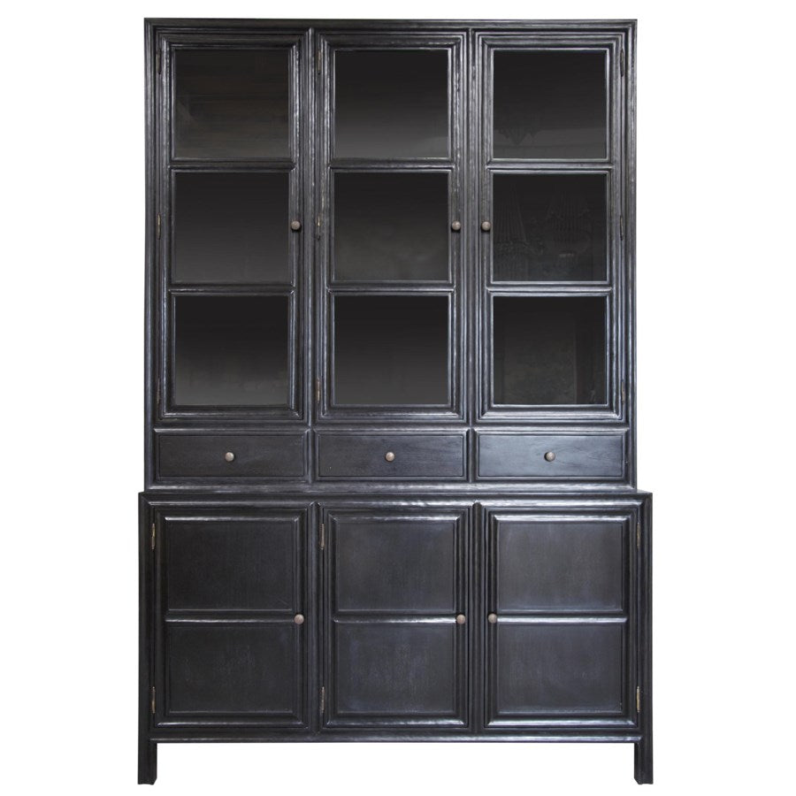 Colonial Cabinet and Hutch-Noir-NOIR-GARM119HB-Bookcases & CabinetsHand Rubbed Black-2-France and Son