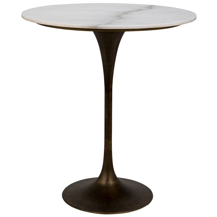 Laredo Bar Table-Noir-NOIR-GBAR001AB-36-Dining Tables36"-Aged Brass & White Stone Top-1-France and Son
