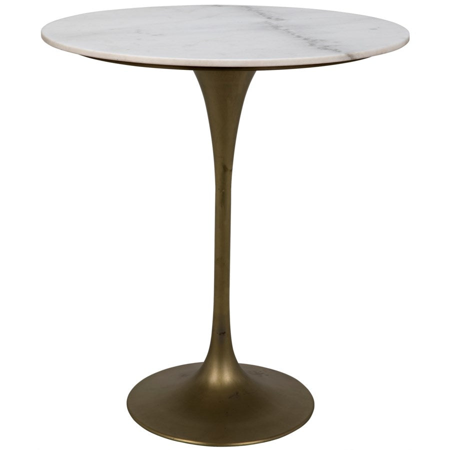 Laredo Bar Table-Noir-NOIR-GBAR001MB-36-Dining Tables36"-Antique Brass & White Stone Top-5-France and Son