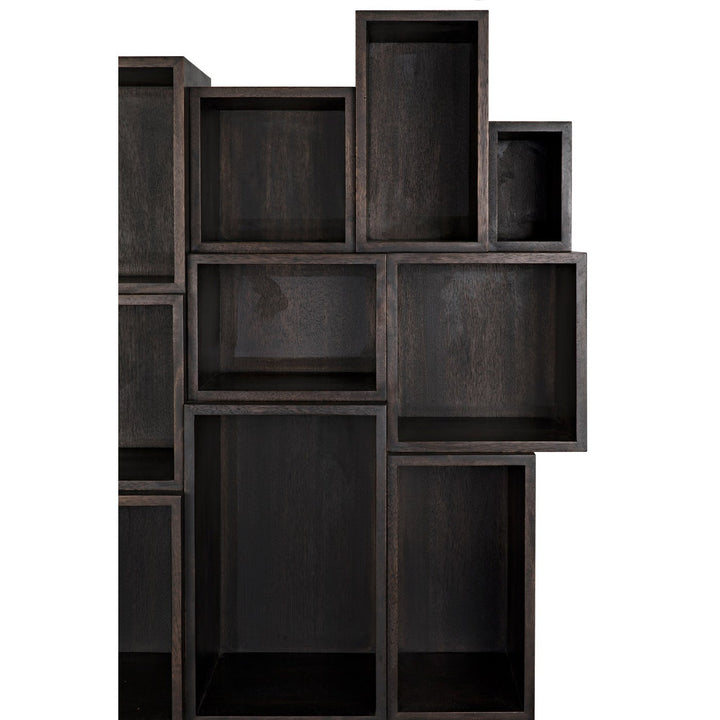Mr. Roberts Shelving - Ebony Walnut with Steel Legs-Noir-NOIR-GBCS213EB-Bookcases & Cabinets-4-France and Son