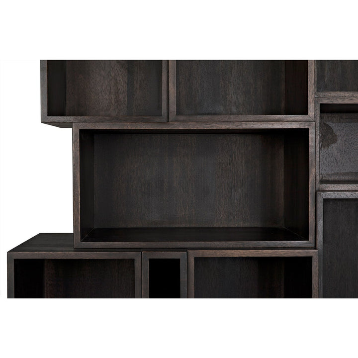 Mr. Roberts Shelving - Ebony Walnut with Steel Legs-Noir-NOIR-GBCS213EB-Bookcases & Cabinets-5-France and Son