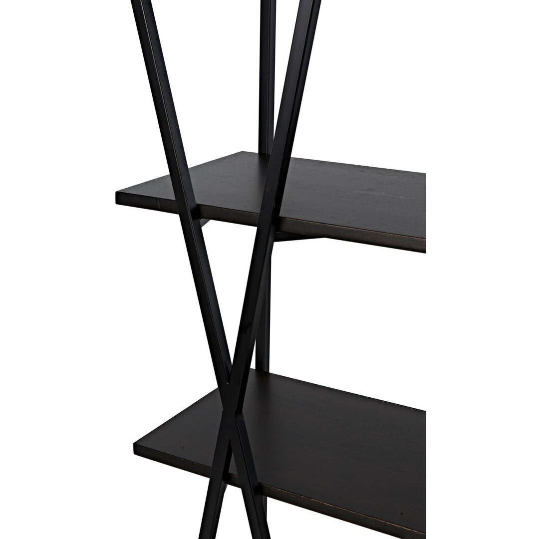 Botta Bookcase - Black Steel with Ebony Walnut-Noir-NOIR-GBCS220MTB-Bookcases & Cabinets-6-France and Son