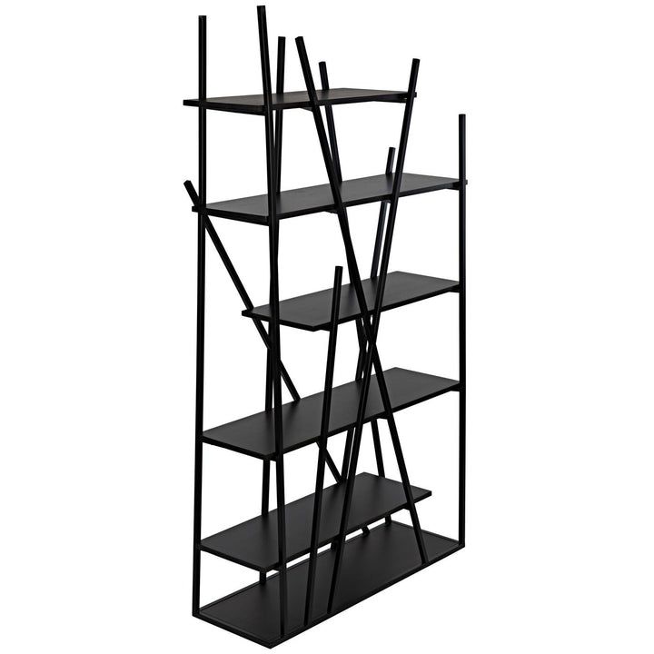 Botta Bookcase - Black Steel with Ebony Walnut-Noir-NOIR-GBCS220MTB-Bookcases & Cabinets-2-France and Son