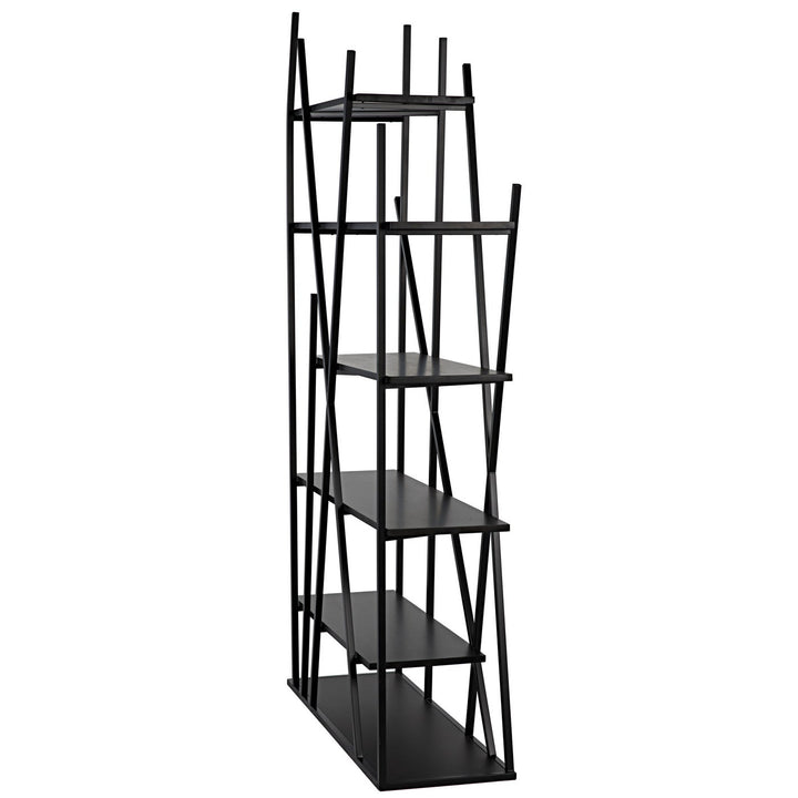 Botta Bookcase - Black Steel with Ebony Walnut-Noir-NOIR-GBCS220MTB-Bookcases & Cabinets-4-France and Son