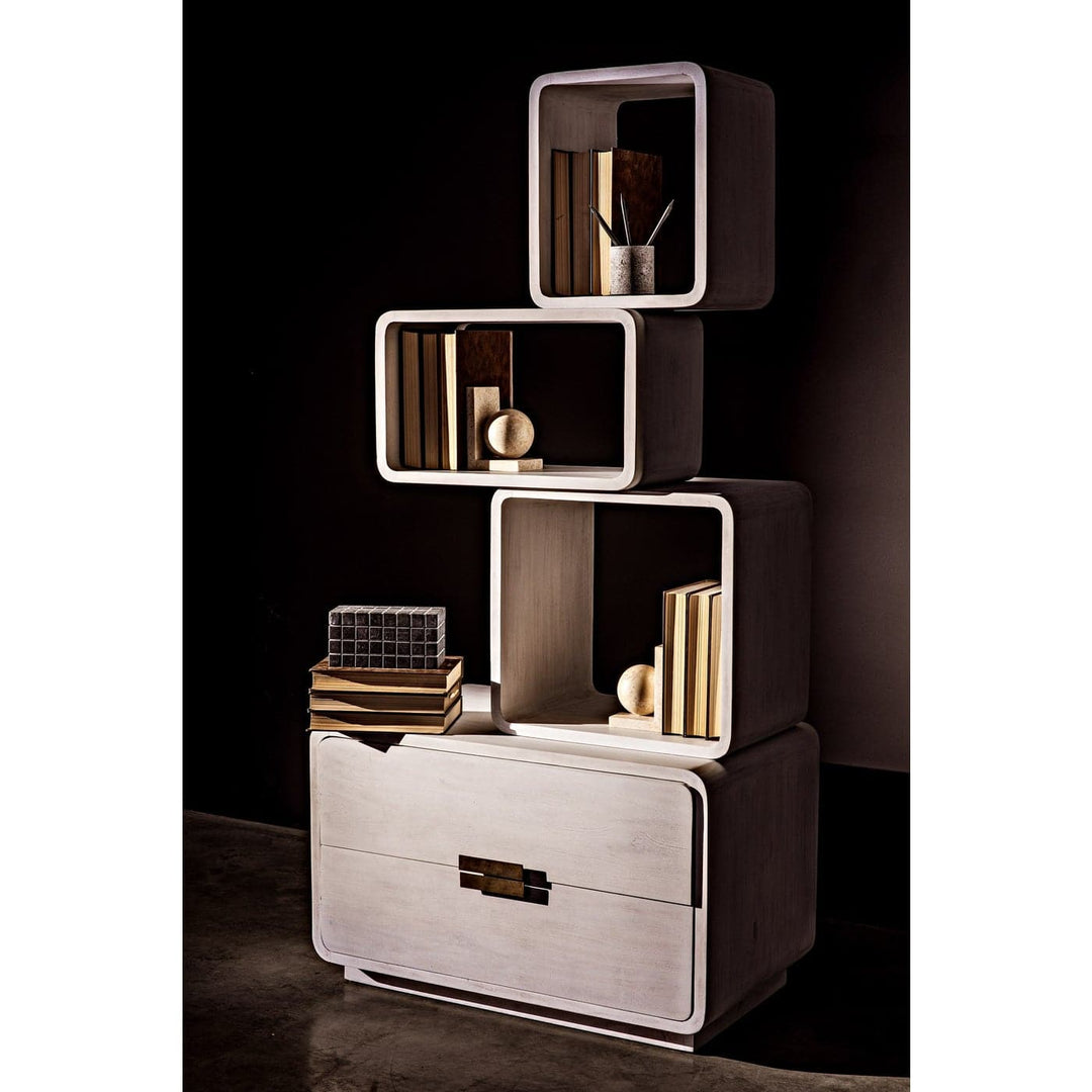 Belini Bookcase - White Wash-Noir-NOIR-GBCS239WH-Bookcases & Cabinets-4-France and Son