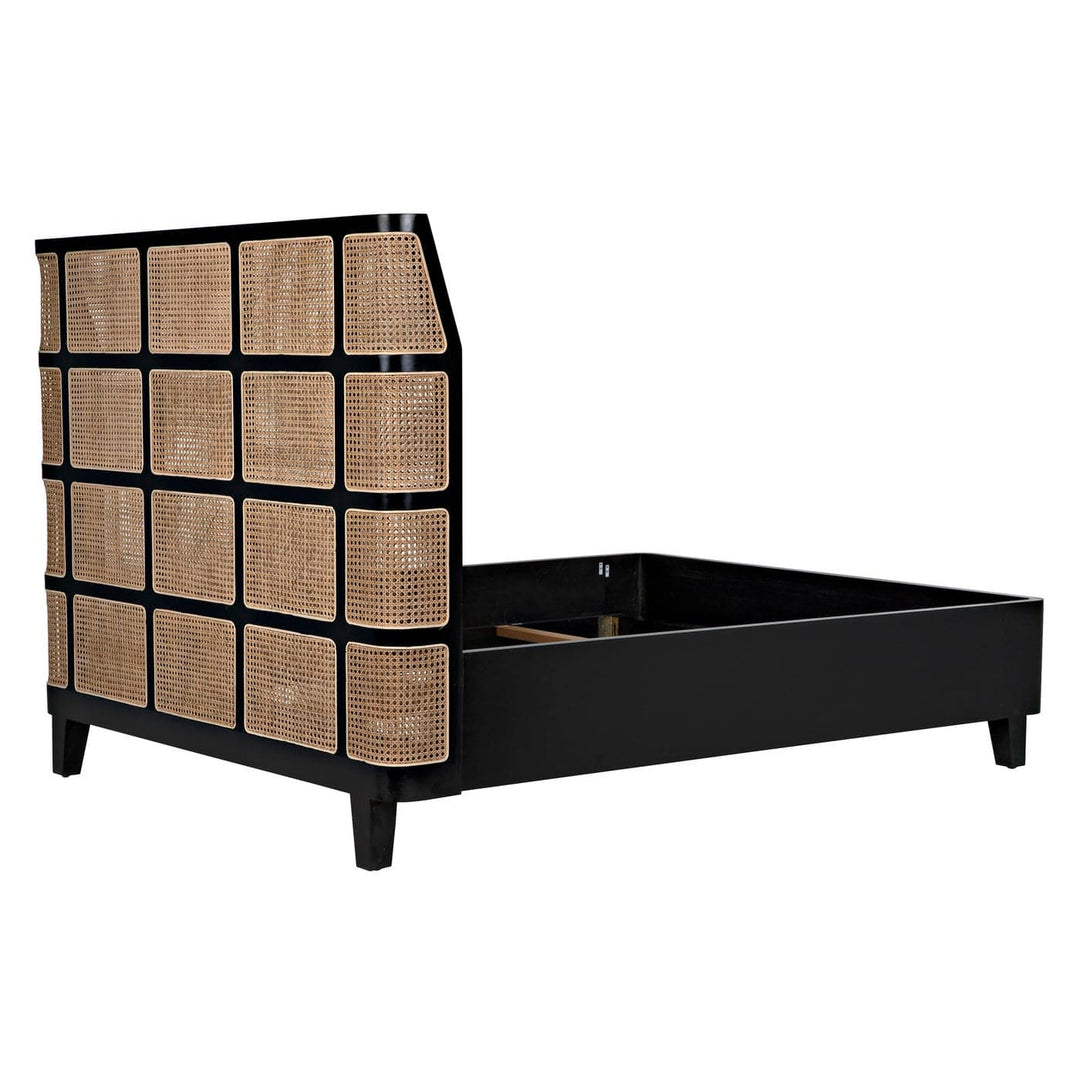 Porto Bed A with Headboard And Frame - Queen-Noir-NOIR-GBED133QHB-A-Beds-4-France and Son