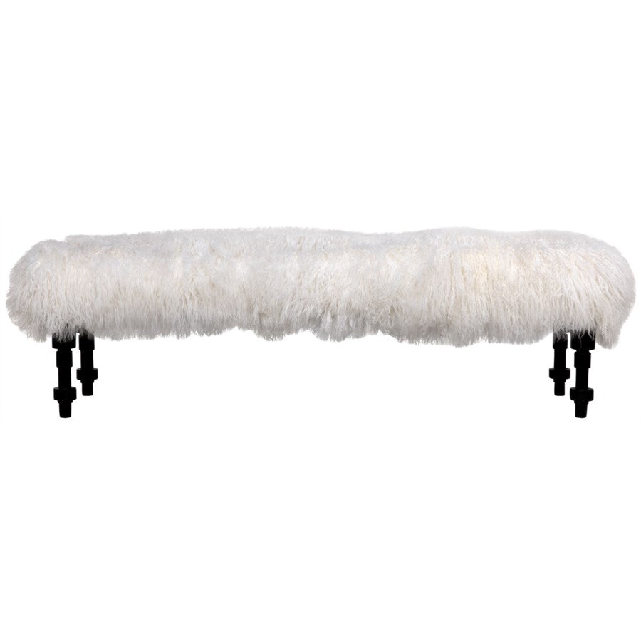 Coco Bench with Lamb Fur-Noir-NOIR-GBEN136-Benches-1-France and Son