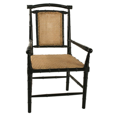 Colonial Bamboo Arm Chair, Hand Rubbed Black-Noir-NOIR-GCHA126AHB-Dining Chairs-1-France and Son