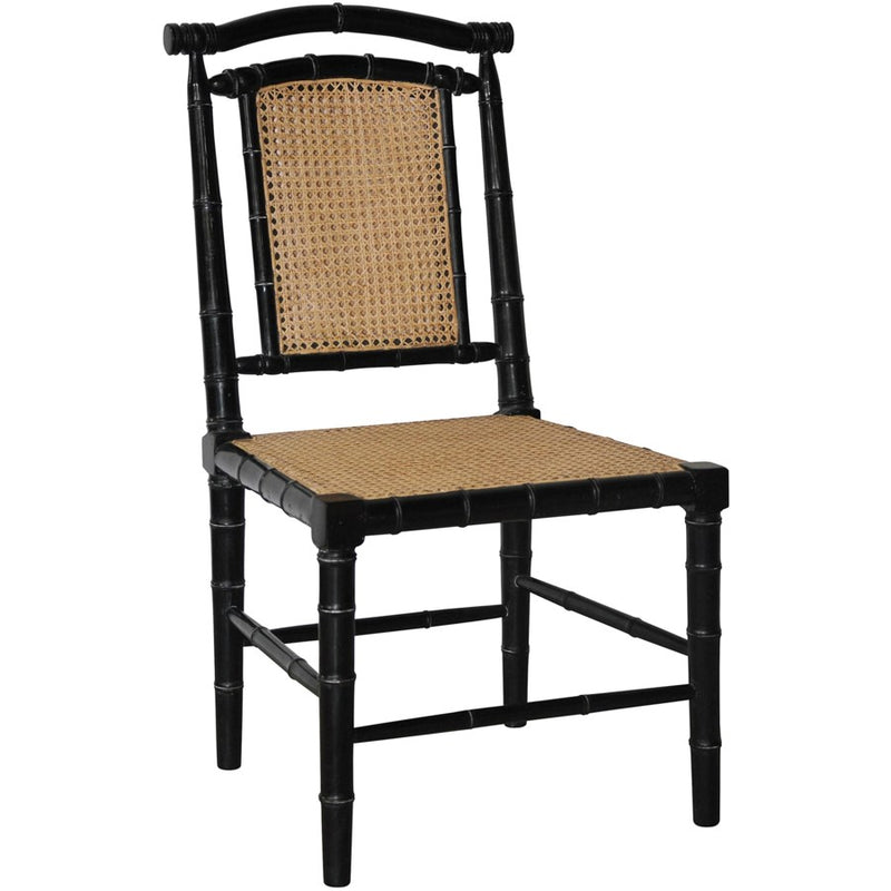Colonial Bamboo Side Chair, Hand Rubbed Black-Noir-NOIR-GCHA126HB-Dining Chairs-1-France and Son