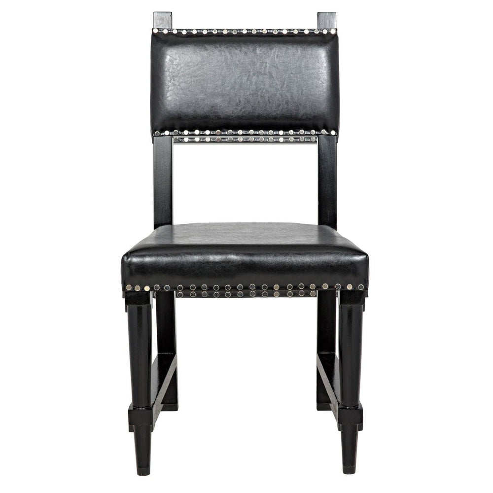 Kerouac Chair with Leather - Distressed Black-Noir-NOIR-GCHA275D1-Dining Chairs-2-France and Son