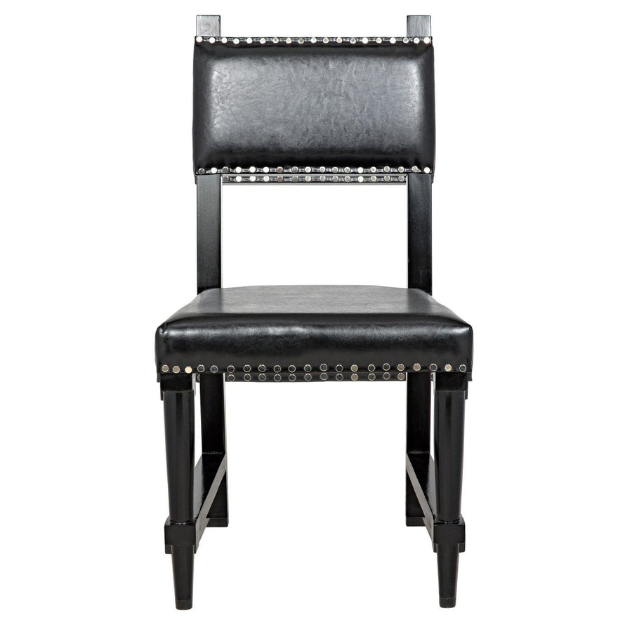 Kerouac Chair with Leather - Distressed Black-Noir-NOIR-GCHA275D1-Dining Chairs-2-France and Son