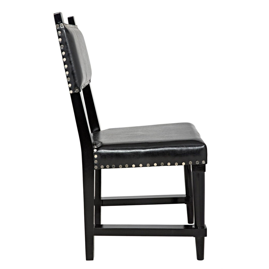 Kerouac Chair with Leather - Distressed Black-Noir-NOIR-GCHA275D1-Dining Chairs-3-France and Son