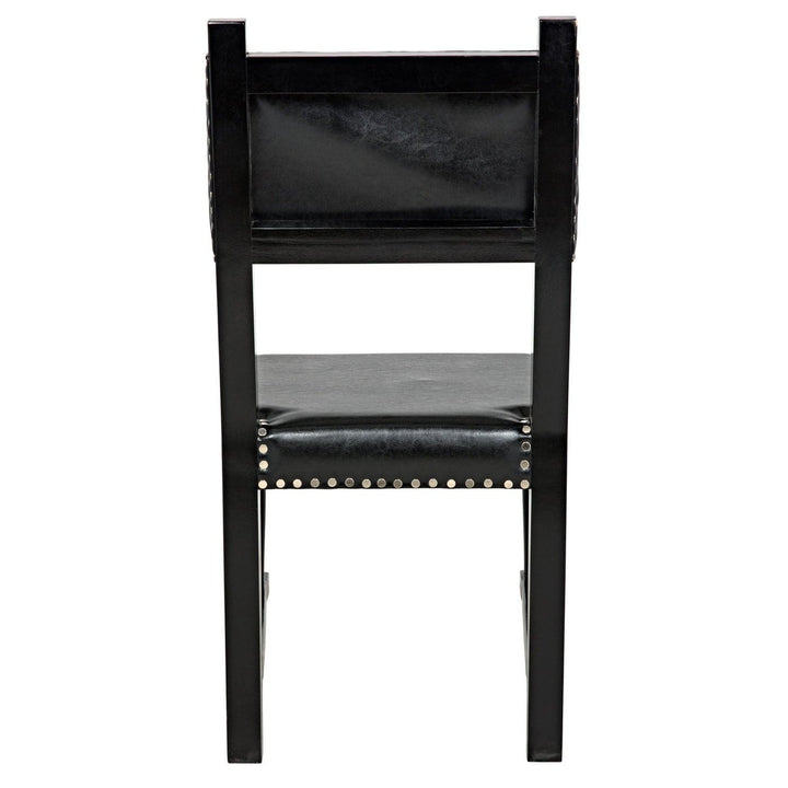 Kerouac Chair with Leather - Distressed Black-Noir-NOIR-GCHA275D1-Dining Chairs-4-France and Son