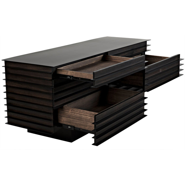 Elevation Sideboard - Ebony Walnut with Steel-Noir-NOIR-GCON347EB-Sideboards & Credenzas-3-France and Son