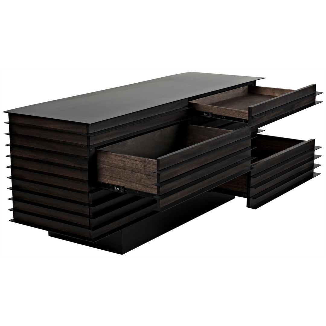 Elevation Sideboard - Ebony Walnut with Steel-Noir-NOIR-GCON347EB-Sideboards & Credenzas-4-France and Son