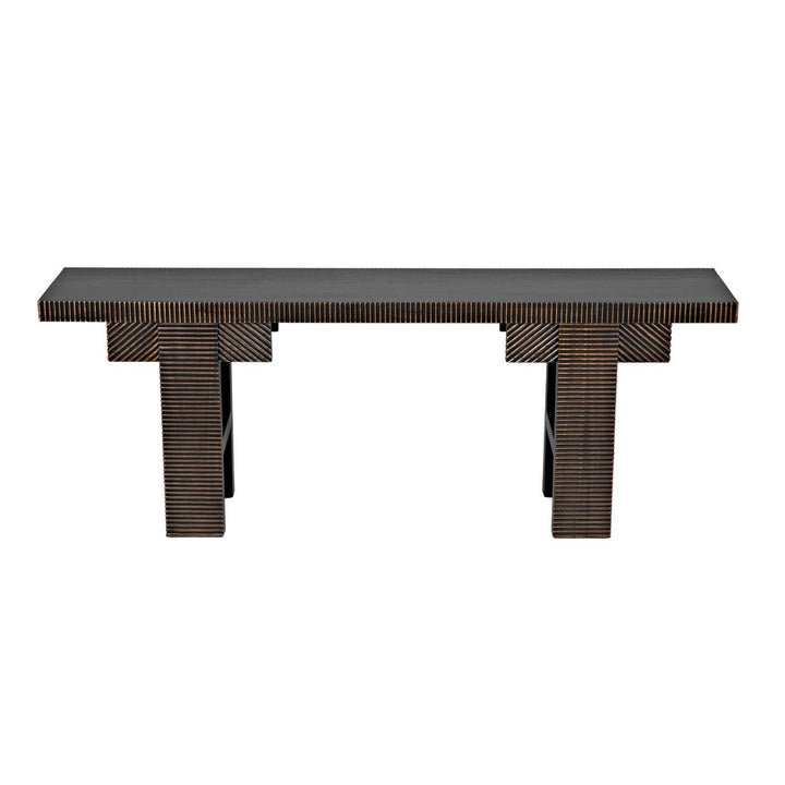 Nabu Console Hand Rubbed Black With Light Brown Trim-Noir-NOIR-GCON387HB-Console Tables-2-France and Son