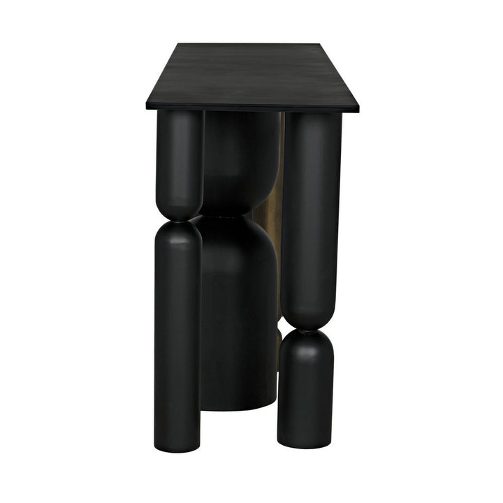 Figaro Console - Black Metal And Aged Brass Finish-Noir-NOIR-GCON390MTBAB-Console Tables-5-France and Son