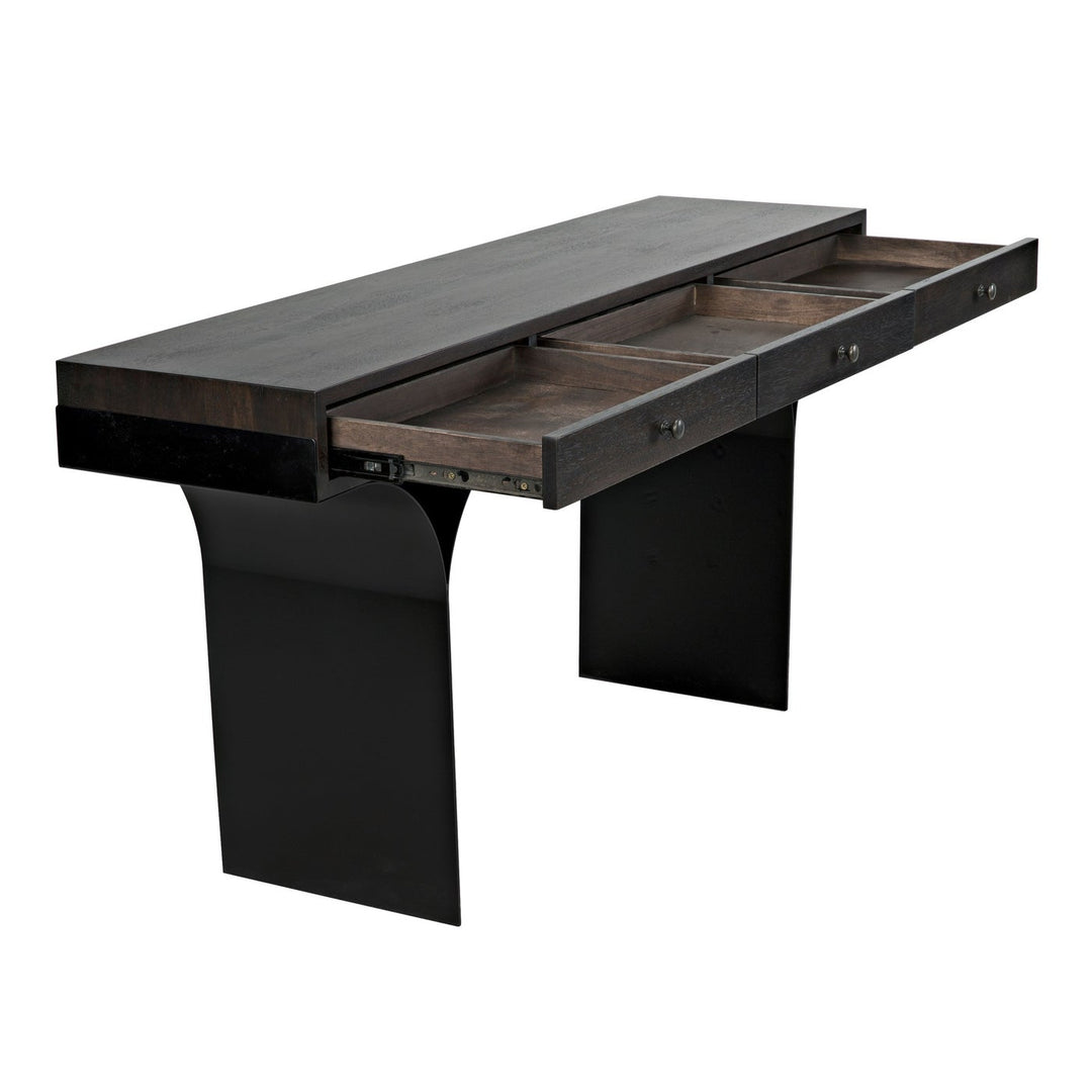 Truss Desk - Ebony Walnut With Steel Legs-Noir-NOIR-GDES178EB-Desks-3-France and Son