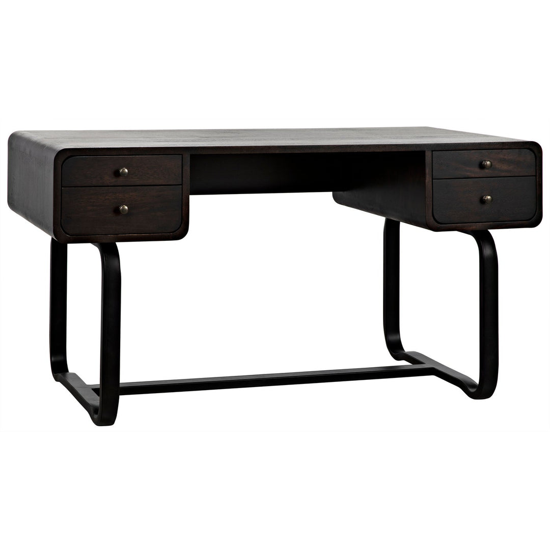 Voltes Desk - Ebony Walnut With Black Steel-Noir-NOIR-GDES185EB-Desks-4-France and Son