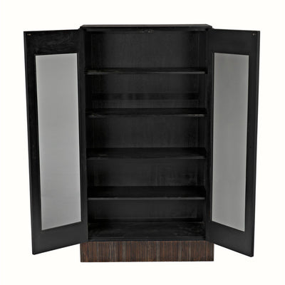 Noho Hutch, Hand Rubbed Black with Light Brown Trim-Noir-NOIR-GHUT151HB-Bookcases & Cabinets-4-France and Son