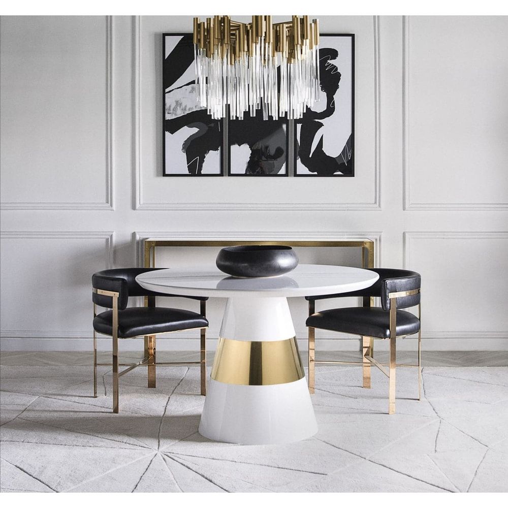 Art Dining Chair by Kelly Hoppen - Black Leather/ Stainless Steel