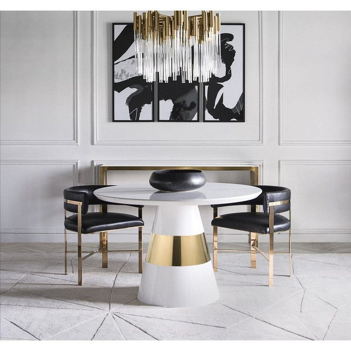Art Dining Chair by Kelly Hoppen - Black Leather/ Stainless Steel