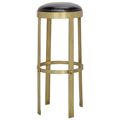 Prince Stool with Leather, Brass Finish-Noir-NOIR-GSTOOL146MB-L-Bar StoolsBar-2-France and Son