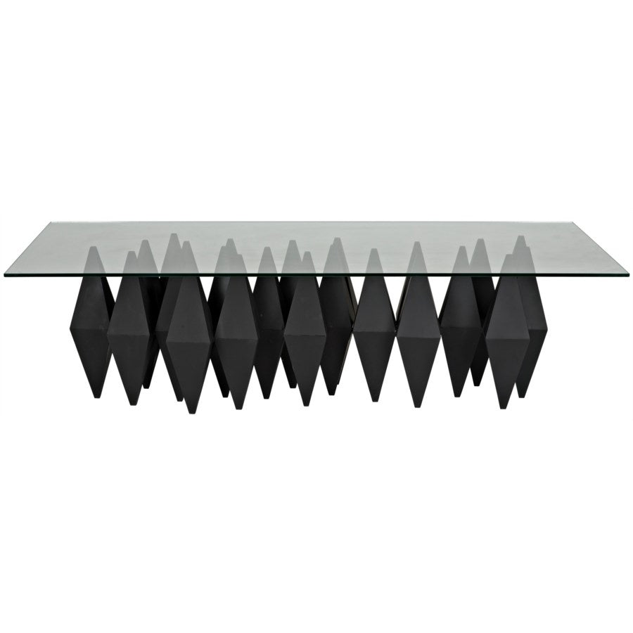 Bast Metal Coffee Table with Glass Top-Noir-NOIR-GTAB1052MTB-Coffee Tables-2-France and Son
