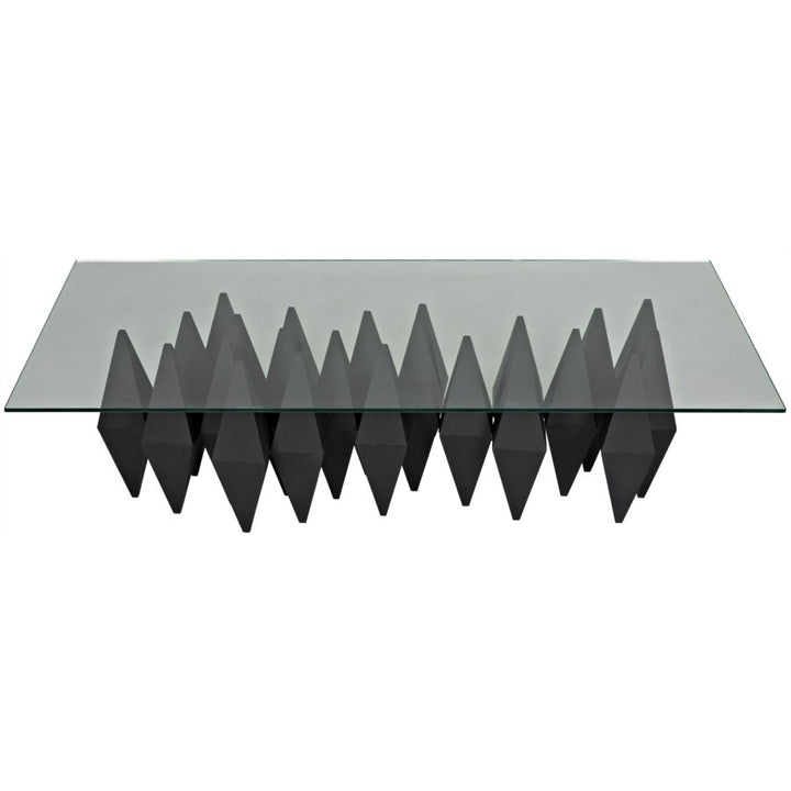Bast Metal Coffee Table with Glass Top-Noir-NOIR-GTAB1052MTB-Coffee Tables-3-France and Son