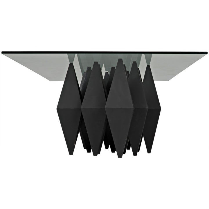 Bast Metal Coffee Table with Glass Top-Noir-NOIR-GTAB1052MTB-Coffee Tables-7-France and Son