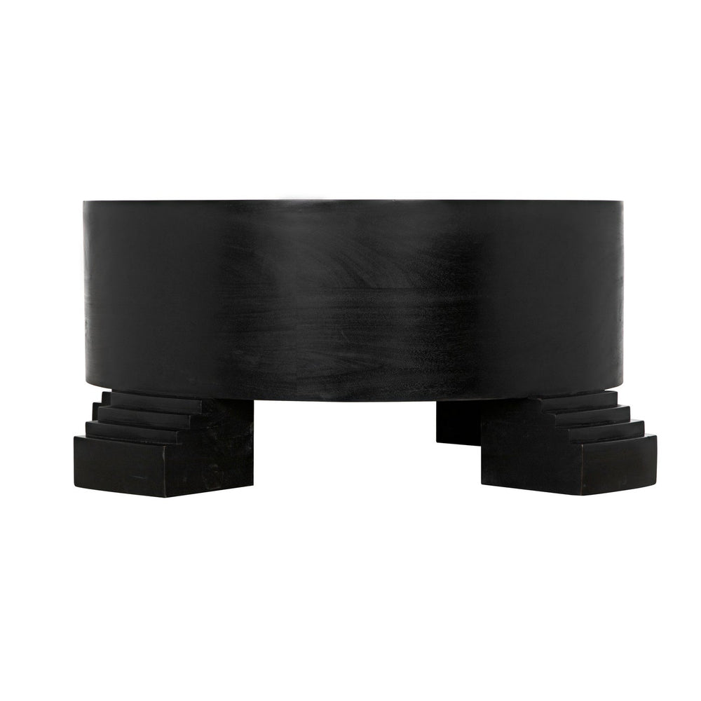 Tambour Coffee Table Hand Rubbed Black With Veneer Top-Noir-NOIR-GTAB1114HBV-Coffee Tables-2-France and Son