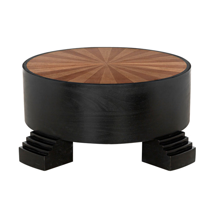 Tambour Coffee Table Hand Rubbed Black With Veneer Top-Noir-NOIR-GTAB1114HBV-Coffee Tables-4-France and Son