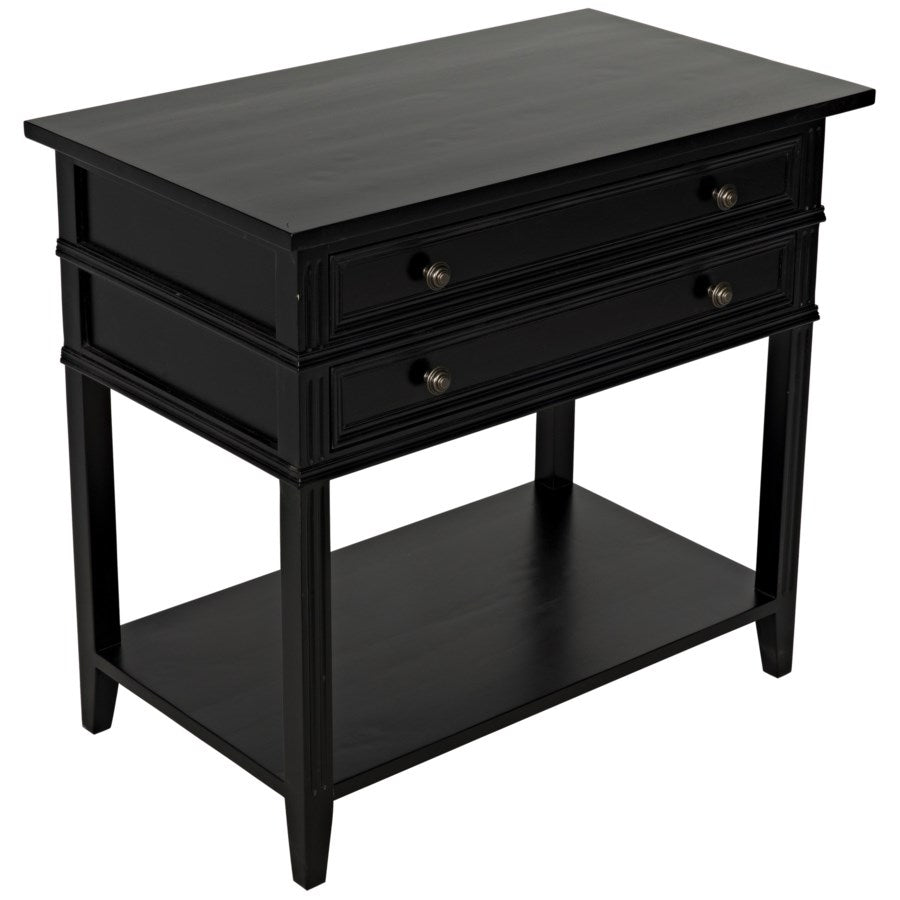 Colonial 2-Drawer Side Table-Noir-NOIR-GTAB237D1-Side TablesDistressed Black-2-France and Son