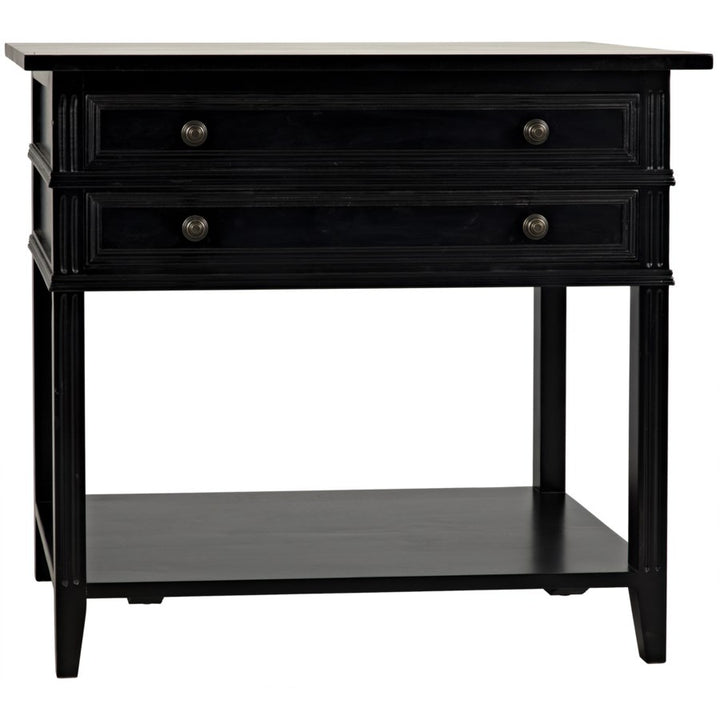 Colonial 2-Drawer Side Table-Noir-NOIR-GTAB237D1-Side TablesDistressed Black-4-France and Son