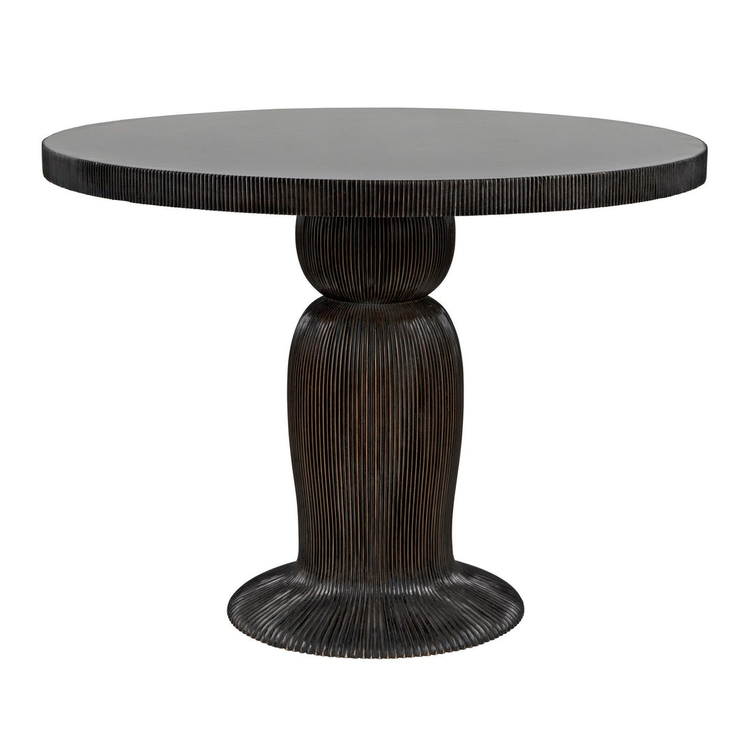 Portobello Dining Table - Hand Rubbed Black With Light Brown Trim-Noir-NOIR-GTAB560HB-Dining Tables-4-France and Son