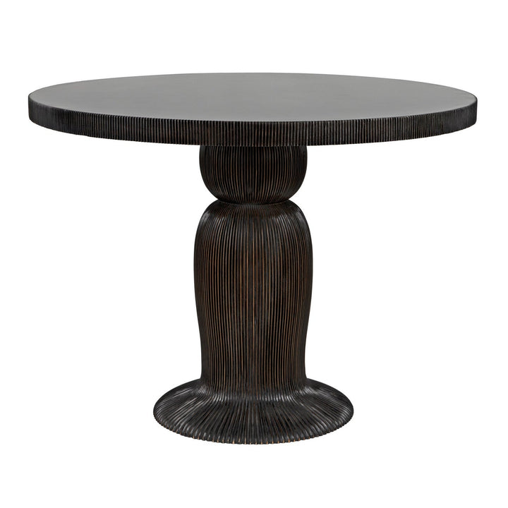 Portobello Dining Table - Hand Rubbed Black With Light Brown Trim-Noir-NOIR-GTAB560HB-Dining Tables-4-France and Son