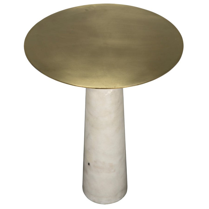 Hotaru Side Table - White Marble and Antique Brass-Noir-NOIR-GTAB842MB-Side Tables-2-France and Son