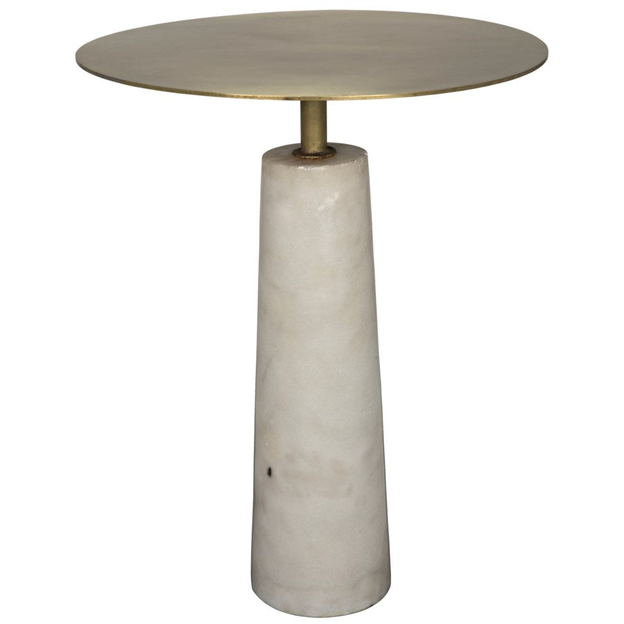 Hotaru Side Table - White Marble and Antique Brass-Noir-NOIR-GTAB842MB-Side Tables-1-France and Son