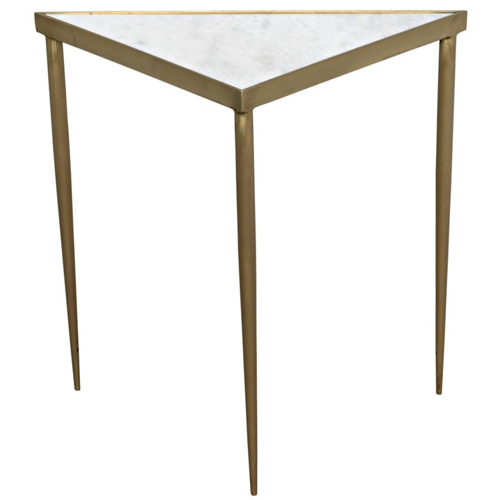 Comet Triangle Side Table, Large, Stone, Metal with Brass Finish-Noir-NOIR-GTAB844MB-L-Side Tables-1-France and Son