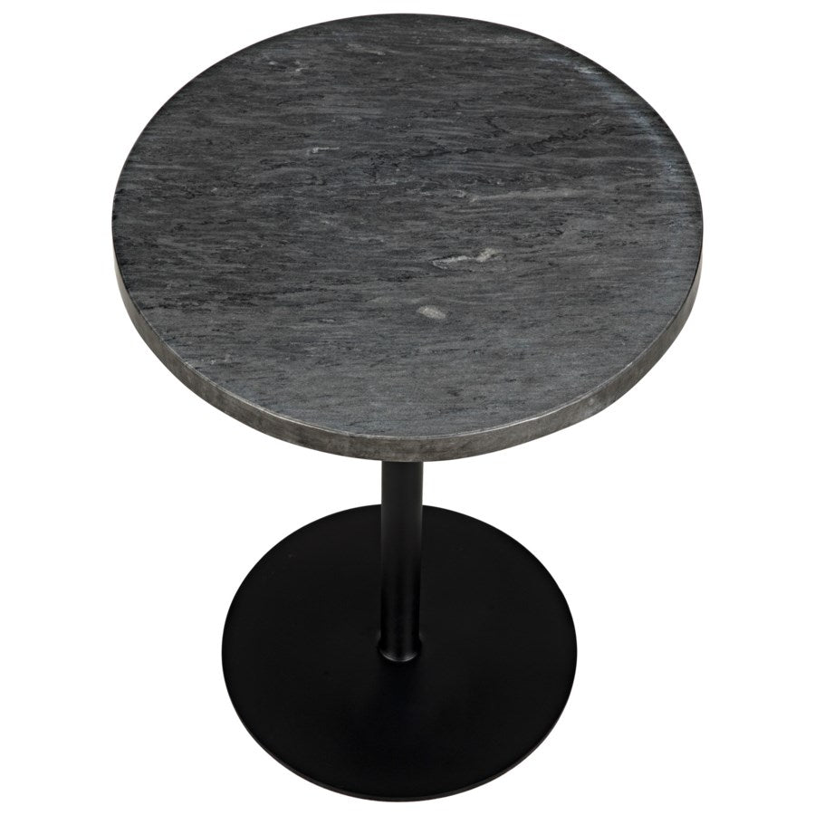 Ford Stone Top Side Table, Black Metal, Tall-Noir-NOIR-GTAB878MTB-L-Side TablesLarge-4-France and Son