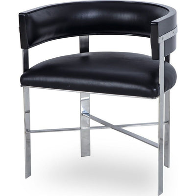 Kelly Hoppen Art Dining Chair - Black Leather/ Stainless Steel-Sonder-FIC2060-Dining Chairs-4-France and Son