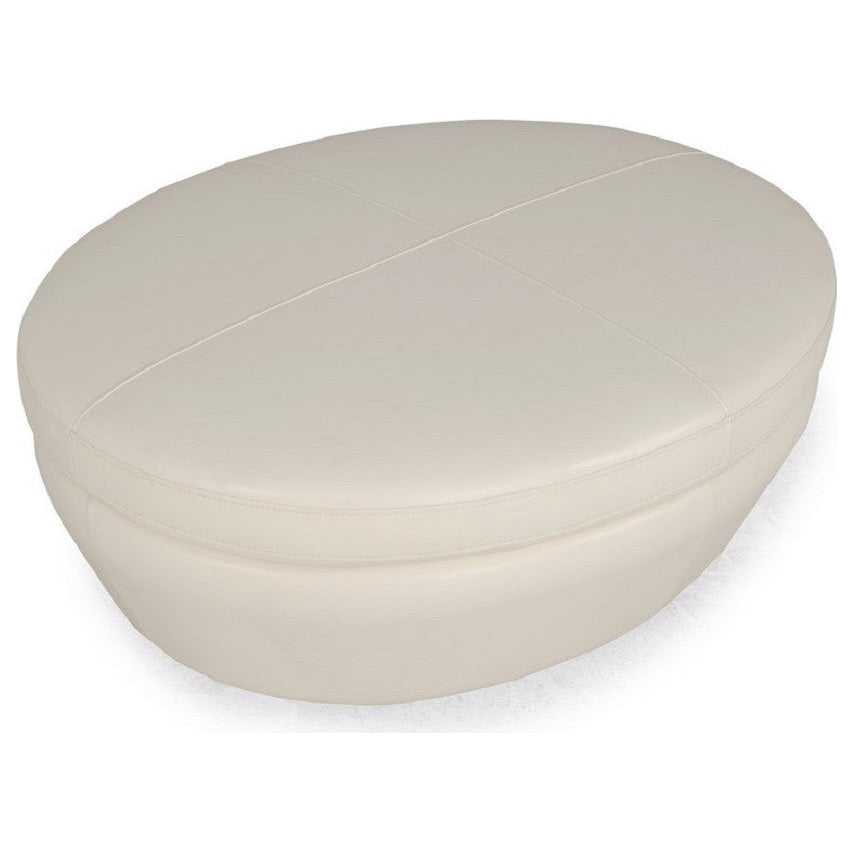 Aurelie Contemporary Full Leather Oval Ottoman in Cream-Moroni Leather-MORONI-54604B1181-Stools & Ottomans-1-France and Son