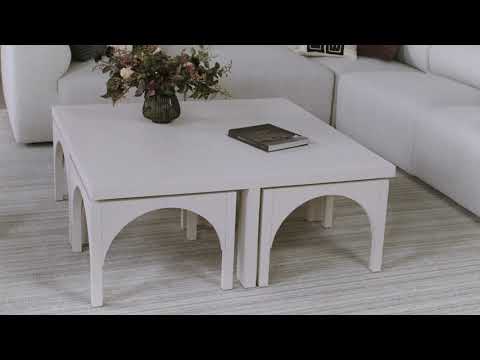 Merope Coffee Table with Nesting Arch Stools