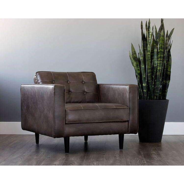 Donnie Armchair-Sunpan-SUNPAN-102508-Lounge ChairsHavana Dark Brown-Faux Leather-2-France and Son