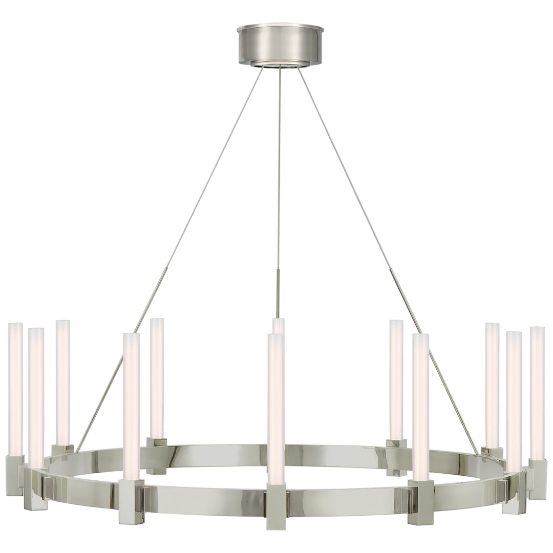 Myra Large Chandelier-Visual Comfort-VISUAL-IKF 5360PN-WG-ChandeliersPolished Nickel-3-France and Son