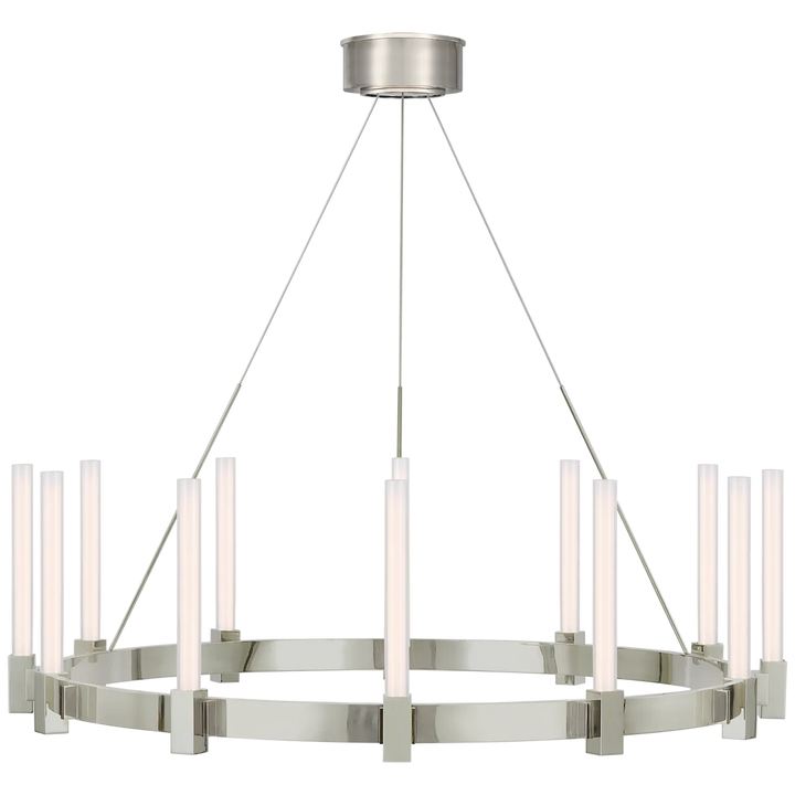 Myra Large Chandelier-Visual Comfort-VISUAL-IKF 5360PN-WG-ChandeliersPolished Nickel-3-France and Son