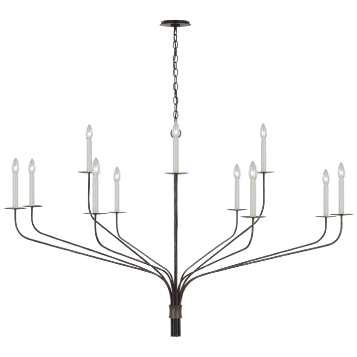 Bellano Grande Two-Tier Chandelier-Visual Comfort-VISUAL-IKF 5753AI-ChandeliersAged Iron-1-France and Son