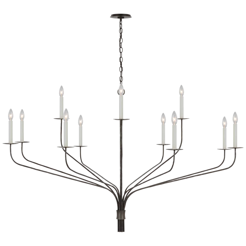 Bellano Grande Two-Tier Chandelier-Visual Comfort-VISUAL-IKF 5753AI-ChandeliersAged Iron-1-France and Son
