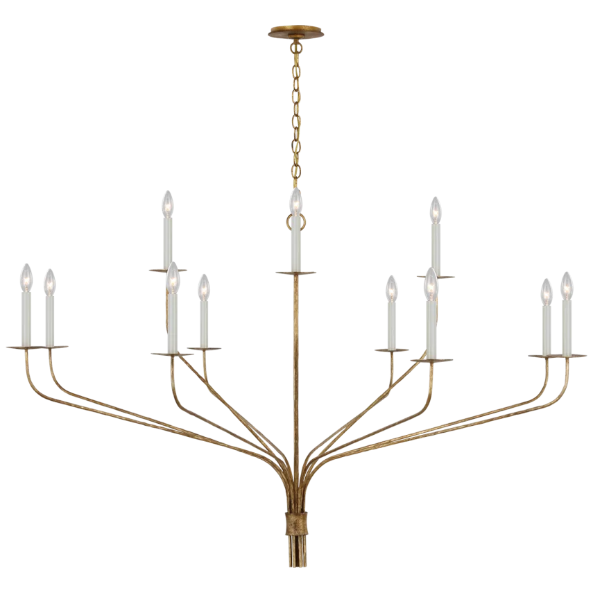 Bellano Grande Two-Tier Chandelier-Visual Comfort-VISUAL-IKF 5753GI-ChandeliersGilded Iron-2-France and Son