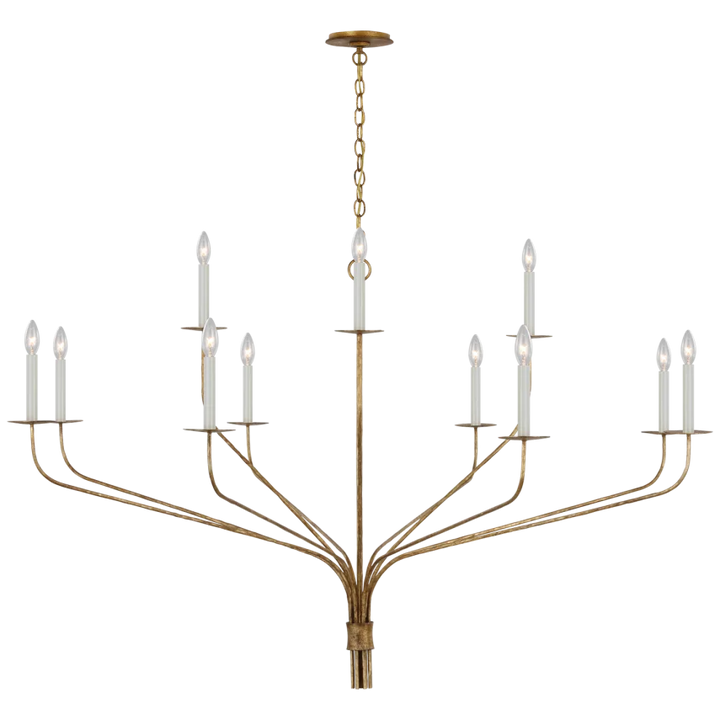 Bellano Grande Two-Tier Chandelier-Visual Comfort-VISUAL-IKF 5753GI-ChandeliersGilded Iron-2-France and Son